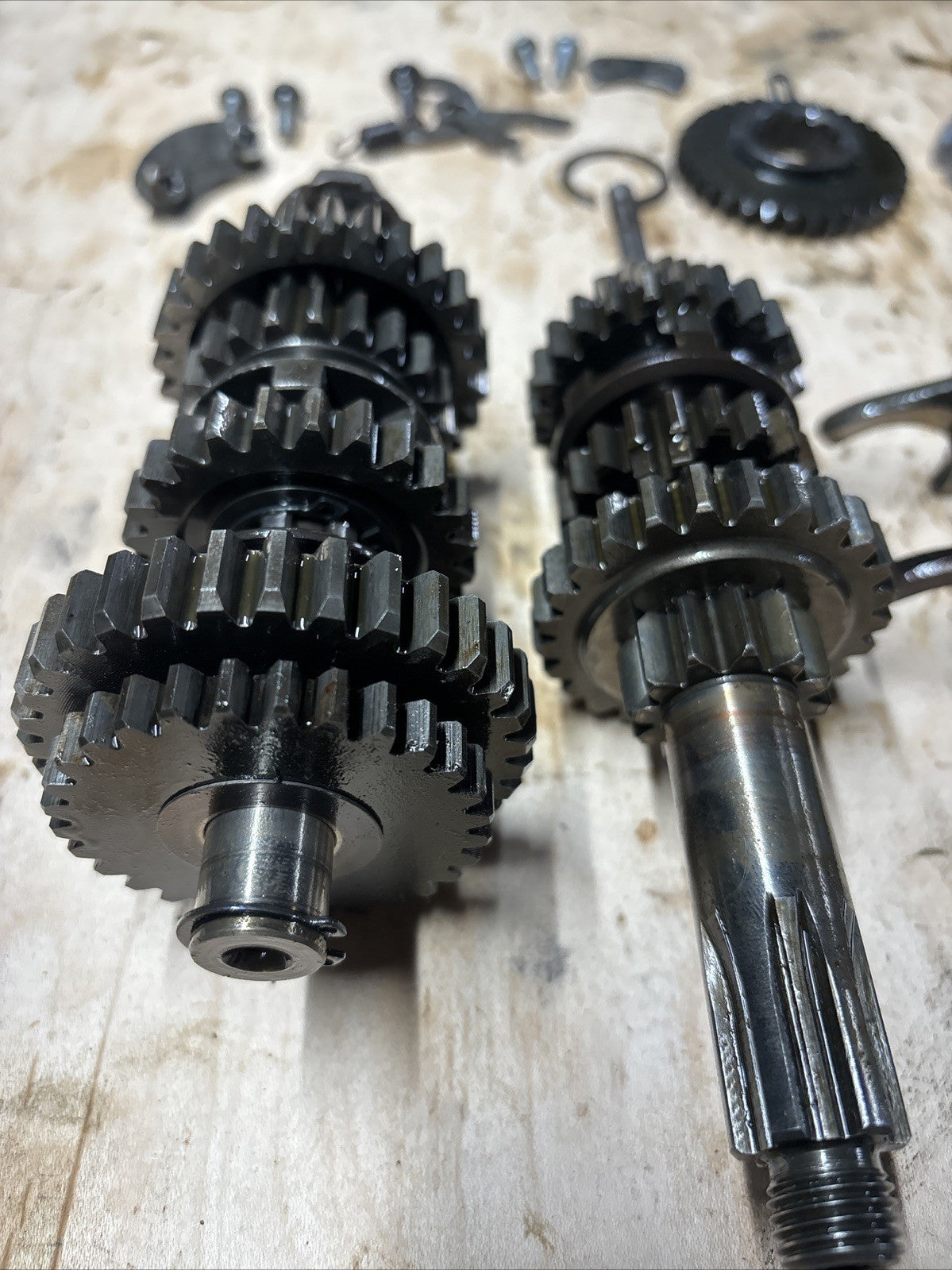 1974 KAWASAKI F7 175 Enduro OEM Transmission Gears Shifter Assembly
