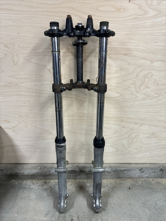 1974 Kawasaki F7 175 Enduro Front Forks Triple Tree Clamps Front End OEM