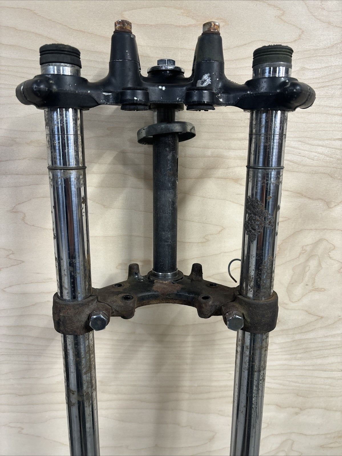 1974 Kawasaki F7 175 Enduro Front Forks Triple Tree Clamps Front End OEM